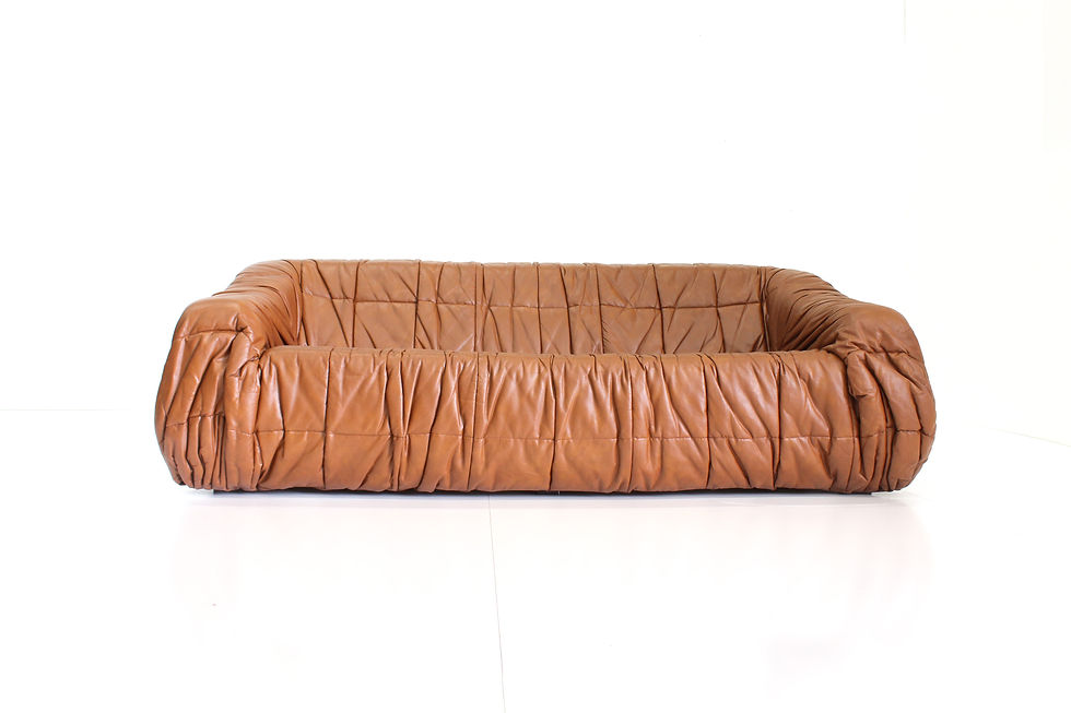 Thumbnail: Piumino cognac sofa by Jonathan De Pas for Dell’Oca 1970s Italy
