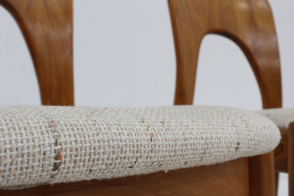 Thumbnail: Vintage Danish solid teak dining chairs by Niels Koefoed 1960s set of 4