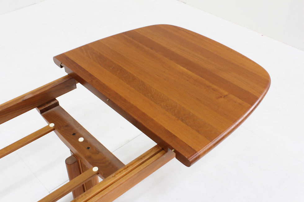 Thumbnail: Vintage  Danish oval extendable dining table solid teak 1960s