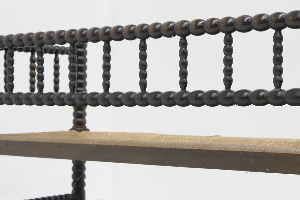 Thumbnail: Vintage Bobbin bench with rush seat 1920s