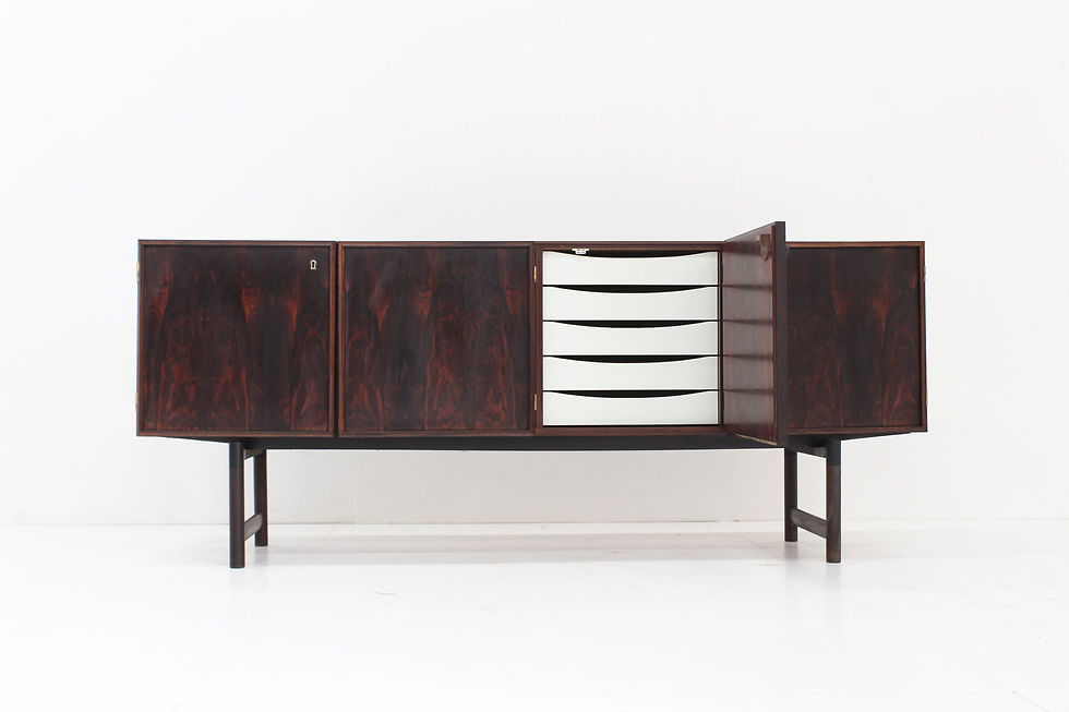 Thumbnail: Mid century  rosewood sideboard from the 1960s. The sideboard is of a large size and beautiful quality.