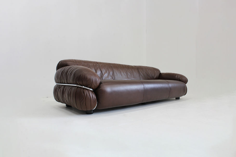 Thumbnail: Gianfranco Frattini Sesann sofa designed for Cassina in the 1970s. This italian 3 seater sofa has a chromed tubular plated st