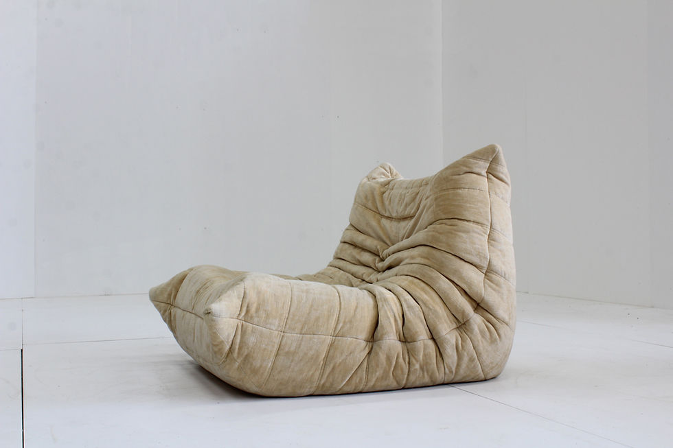 Thumbnail: Original Vintage Togo ligne Roset chair beige velvet by Michel Ducaroy