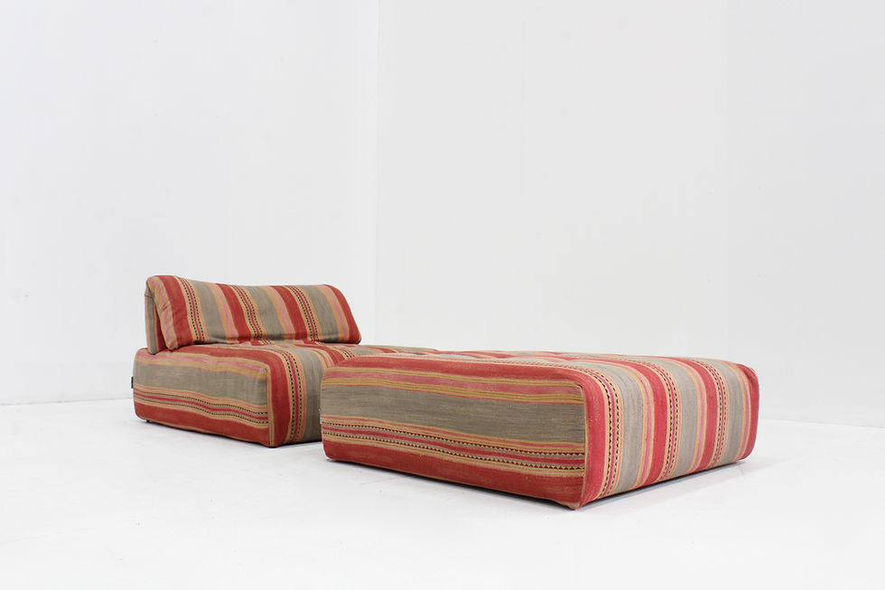 Thumbnail: Vintage Roche Bobois Voyage Immobile armchair and ottoman