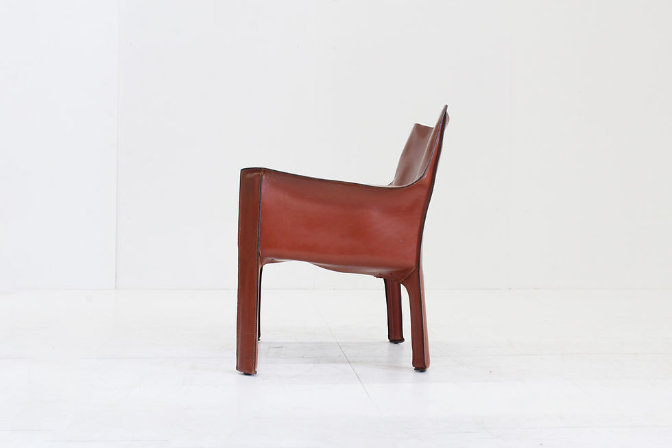 Thumbnail: Cassina Cab 414 armchair by Mario Bellini burgundy leather Ital