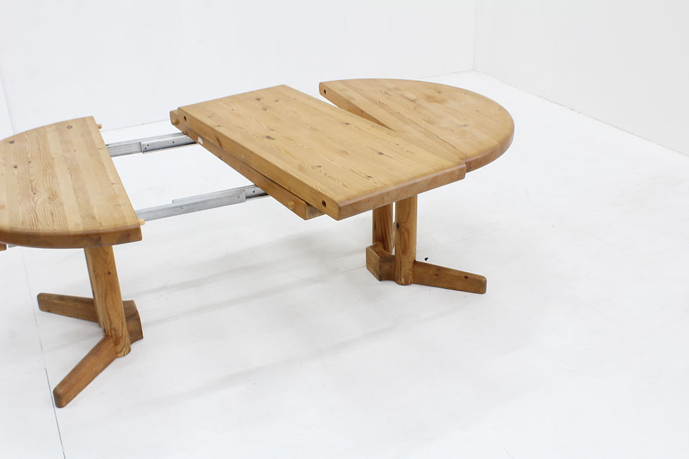 Thumbnail: Vintage dining table and dining chairs set by Rainer Daumiller pine wood
