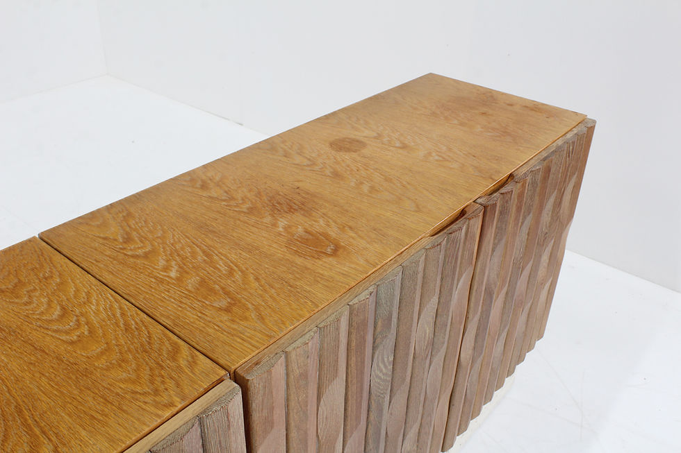 Thumbnail: Brutalist sideboard credenza wood and travertine Belgium , 1970s