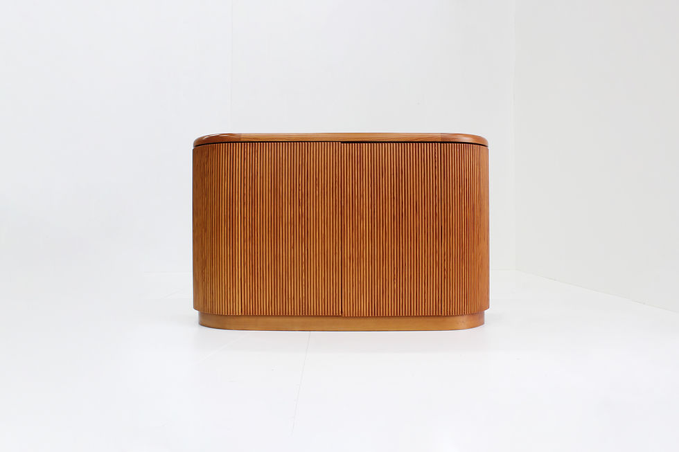 Thumbnail: Vintage Italian half moon cherry wood buffet cabinet 1980s