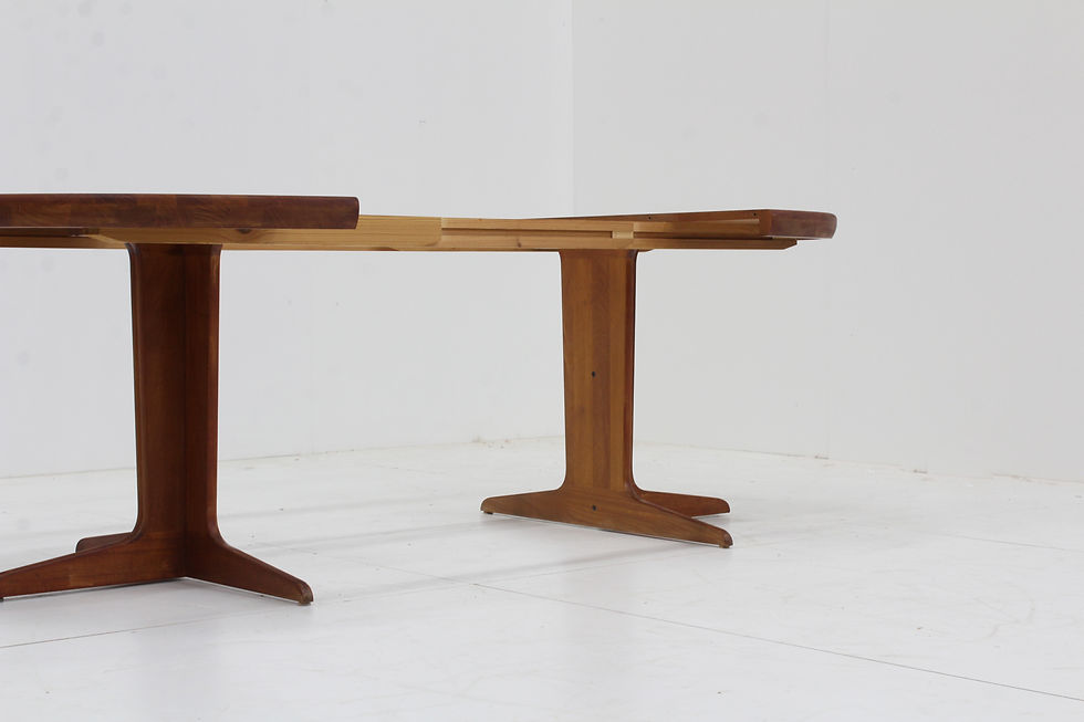 Thumbnail: Vintage Danish round extendable dining table 1960s