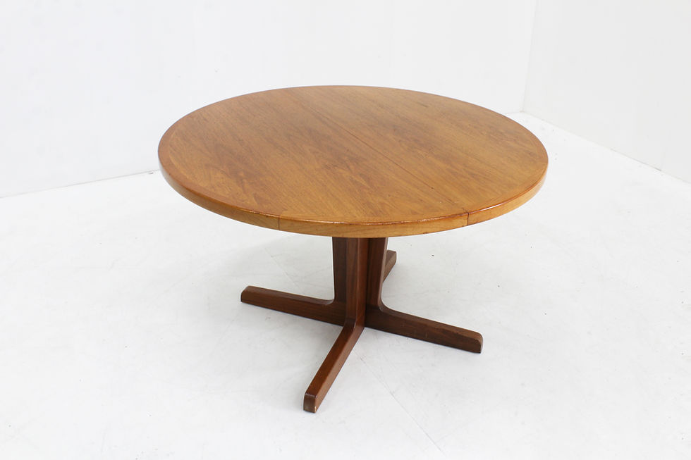 Vintage Deense ronde uitschuifbare eettafel tafel