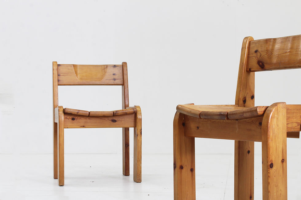 Thumbnail: Brutalist pine dining chairs by Ate van Apeldoorn , set of 2