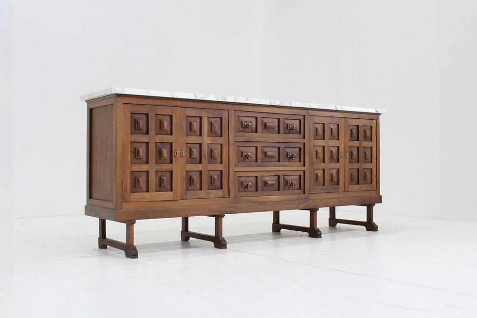 Thumbnail: Spanish Brutalist Sideboard solid wood and marble