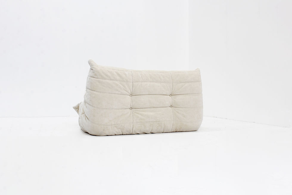 Vintage Togo 2 seater sofa beige velvet Ligne Roset by Michel Ducaroy