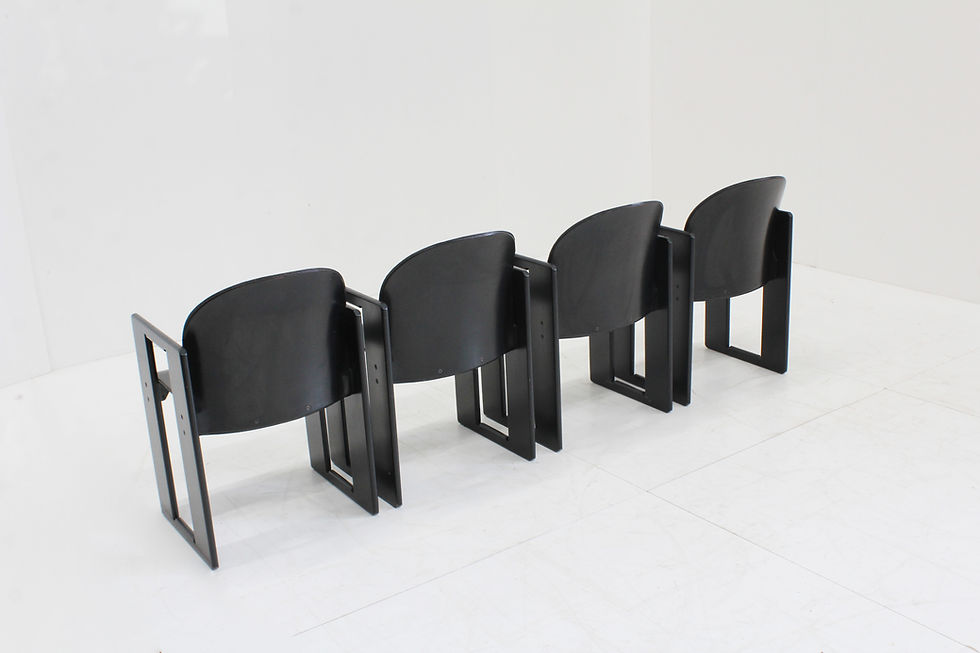 Thumbnail: Set of 4 iconic Dialogo black leather dining chairs designed by Afra and Tobia Scarpa for B&B Italia in 1974.