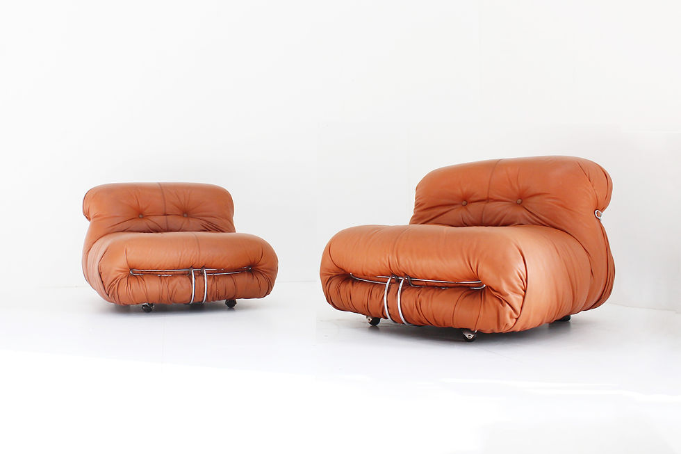 Thumbnail: Soriana Lounge Chairs by Afra & Tobia Scarpa for Cassina in cognac leather 1970,