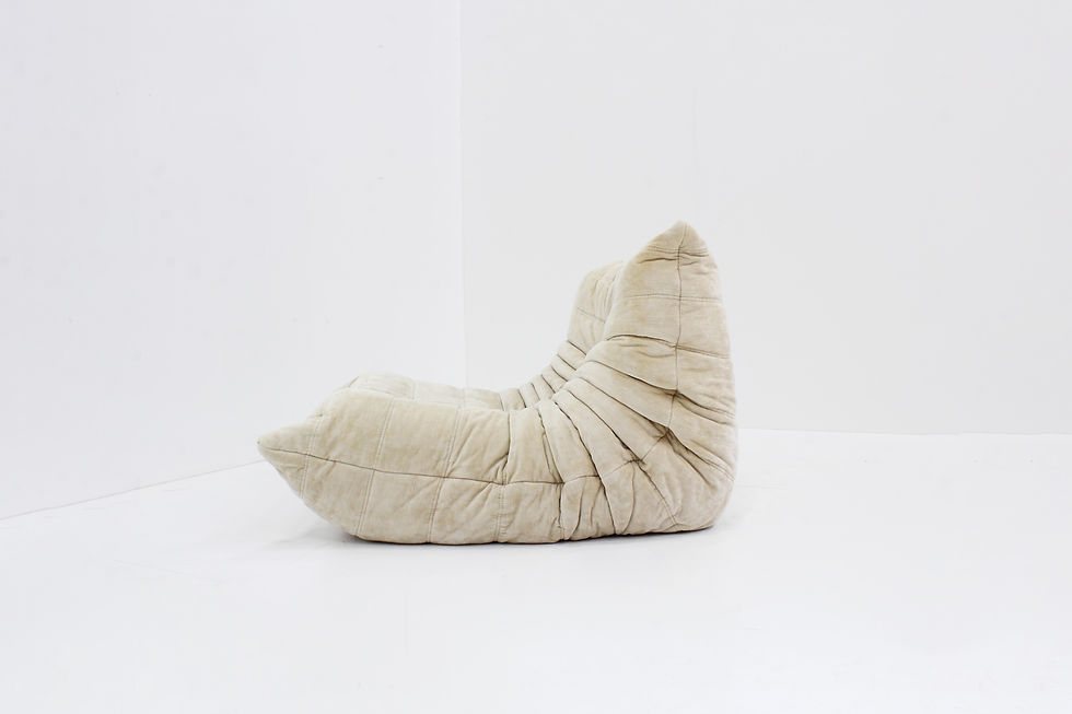 Thumbnail: Original Vintage Togo ligne Roset chair beige velvet by Michel Ducaroy