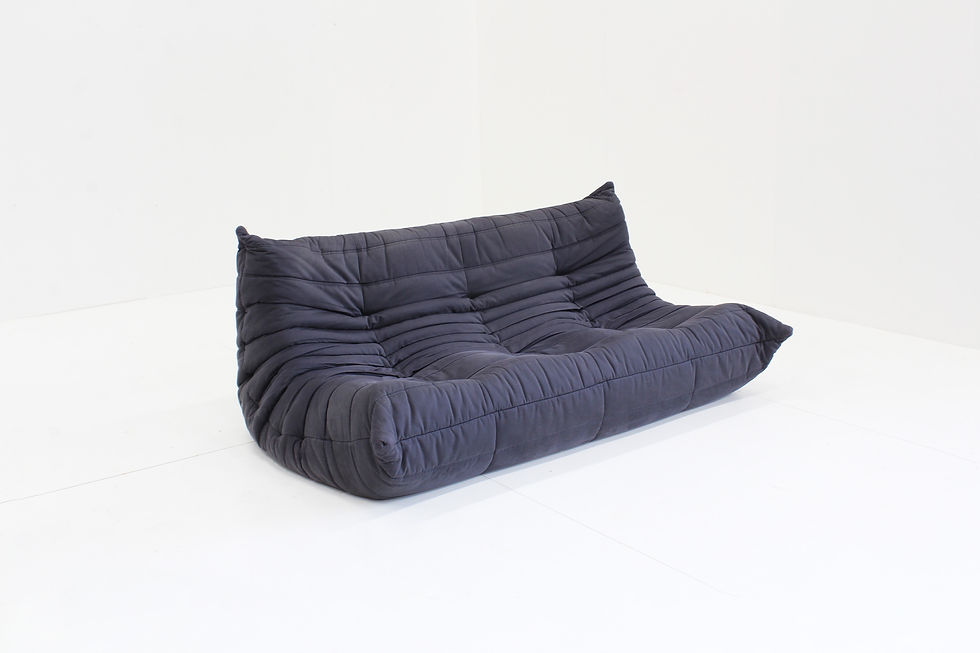Thumbnail: Original Vintage Togo Ligne Roset 3 seater sofa dark blue by Michel Ducaroy