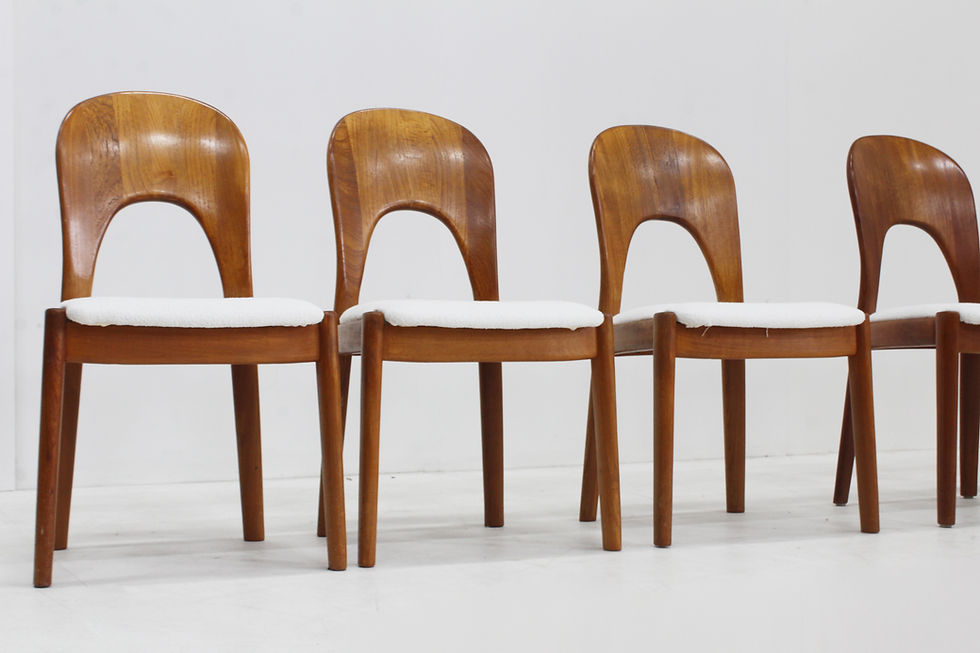 Thumbnail: Vintage Danish solid teak dining room chairs  by Niels Koefoed set of 6
