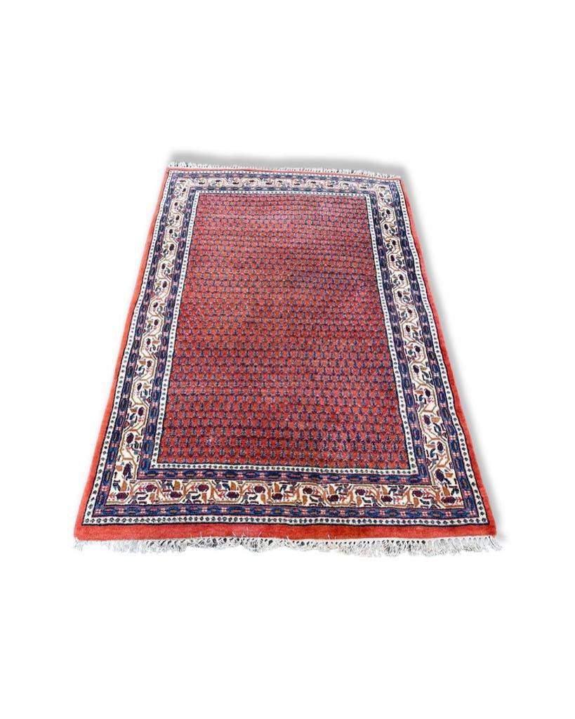 Vintage oranje handgeknoopt Perzisch tapijt