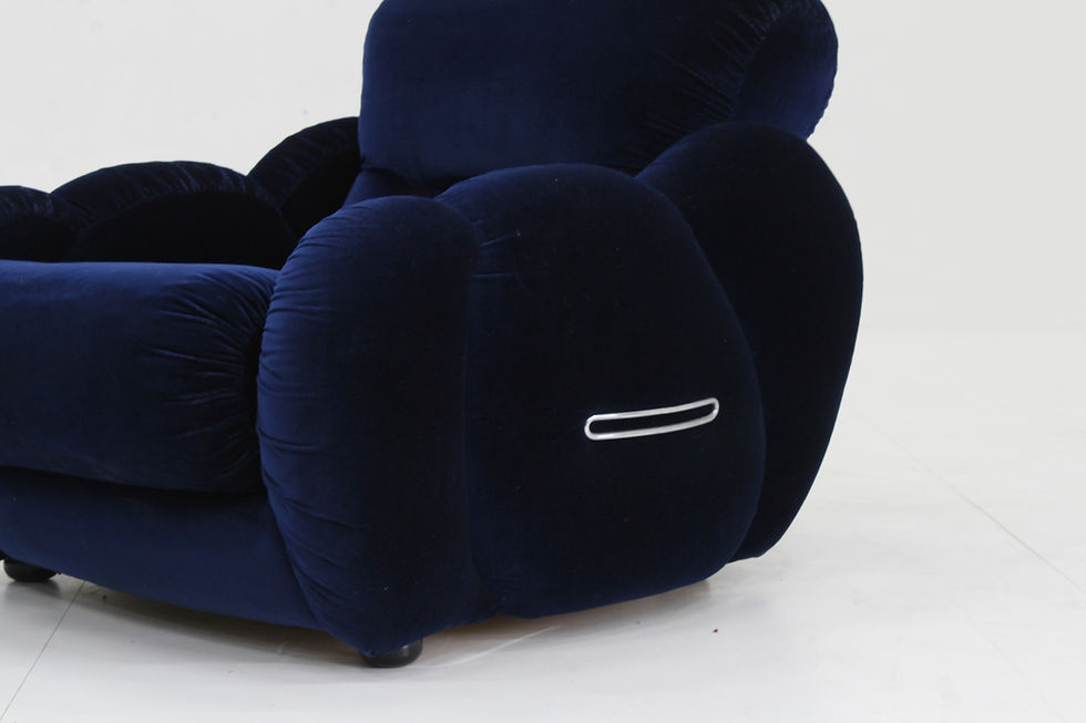 Thumbnail: Vintage Italian armchair 1970s blue velvet