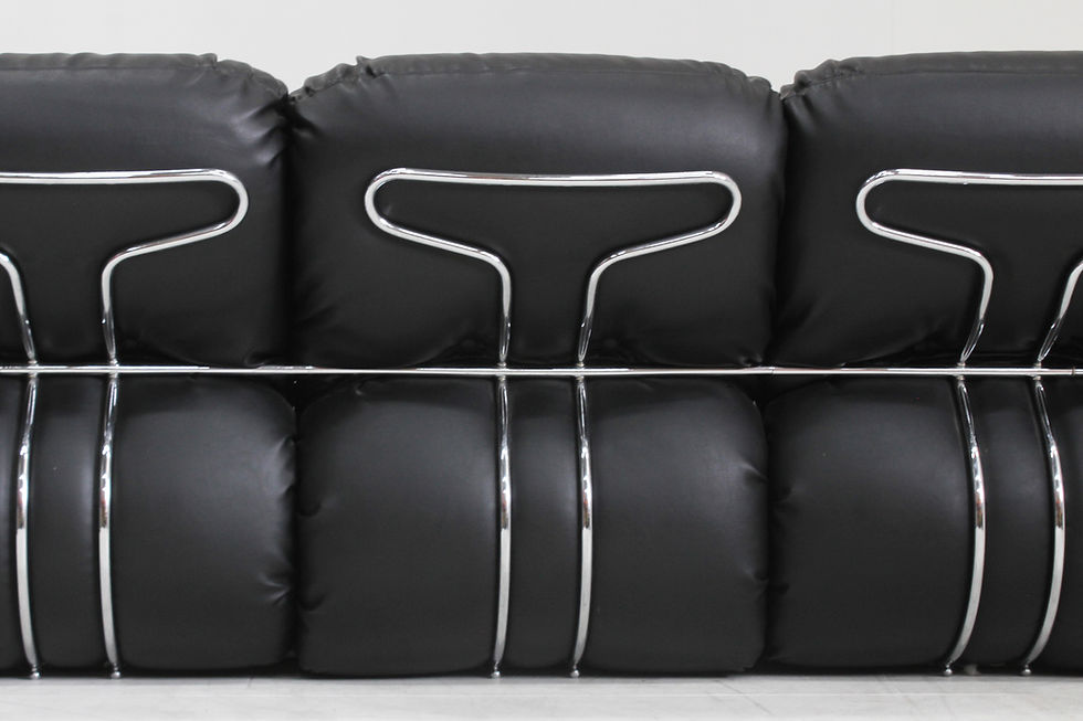 Thumbnail: Vintage Okay sofa  by Adriano Piazzesi in black leather 1970s