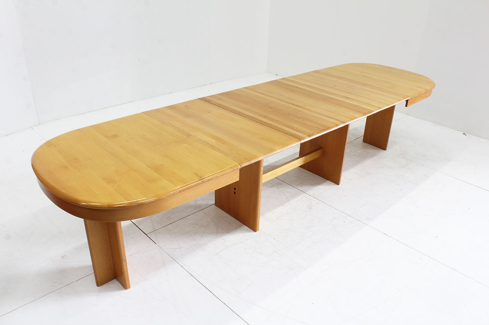 Thumbnail: Vintage large oval extendable dining table 1960s XL