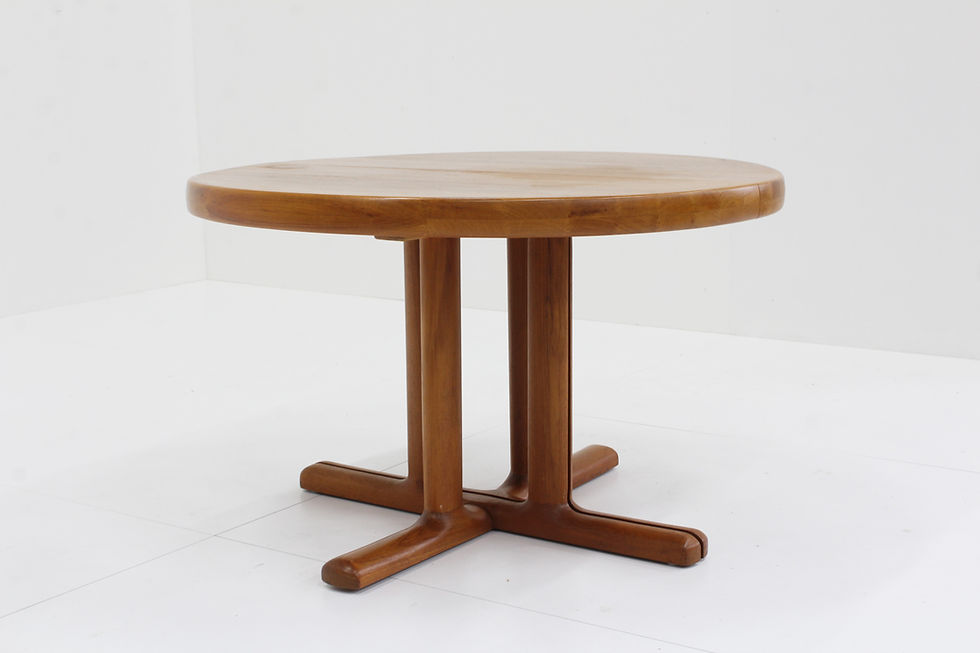 Vintage Danish round teak extendable dining table