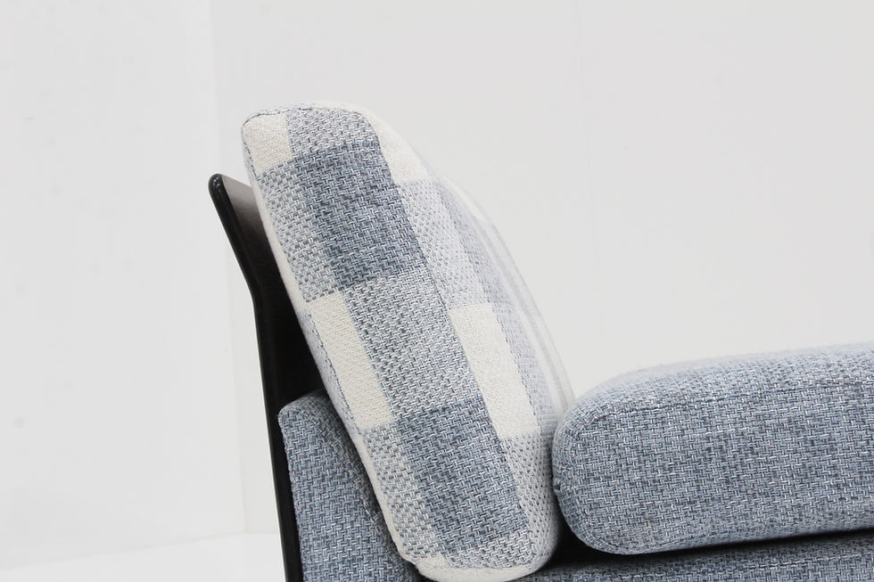 Thumbnail: Vintage italian armchair wood and fabric 1970s