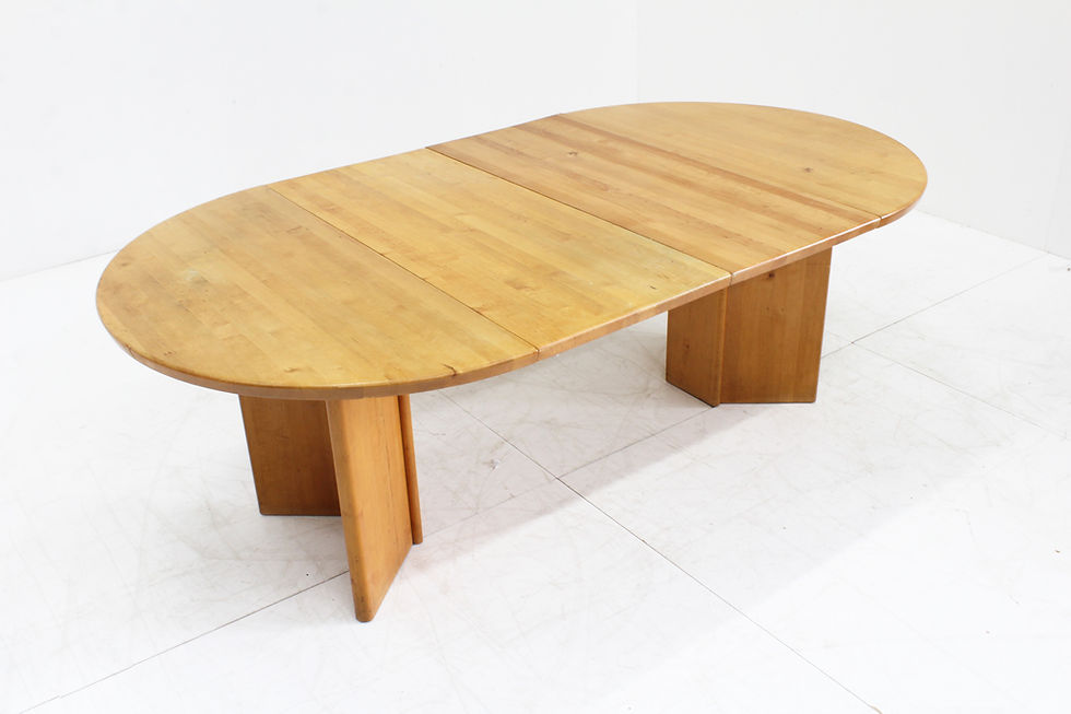 Thumbnail: Vintage Danish round extendable dining table solid wood