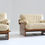 Thumbnail: Vintage Italian armchairs wood and leather 1970s , set of 2
