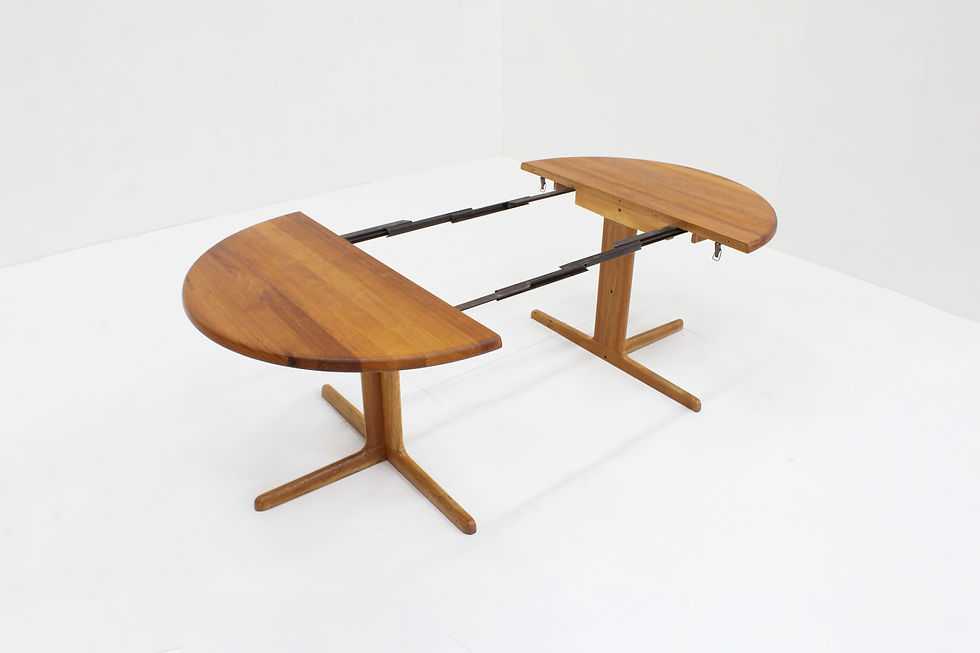 Thumbnail: Vintage Danish round teak extendable dining table