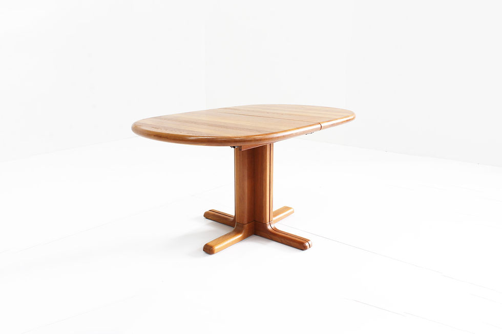 Thumbnail: Vintage Danish oval extendable dining table solid teak