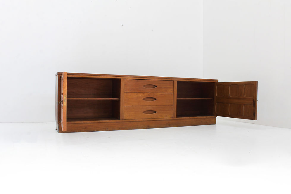 Thumbnail: Vintage graphic sideboard from the 1960s , Spain. Teak wood sideboard beautifully designed with graphic panel doors. Storage