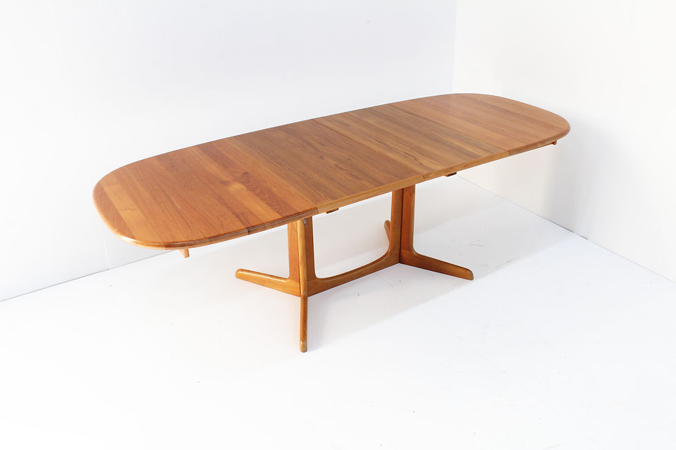 Thumbnail: Vintage Gudme Danish oval extendable dining table solid teak 1960s
