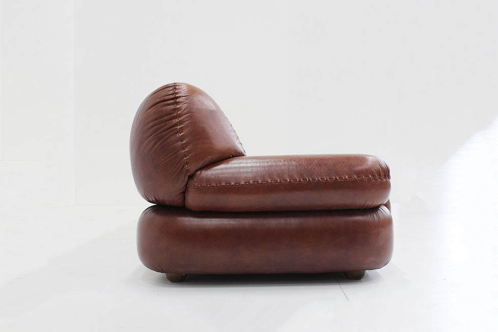 Thumbnail: Sapporo Italian leather 3 seater sofa Mobil Girgi 70s
