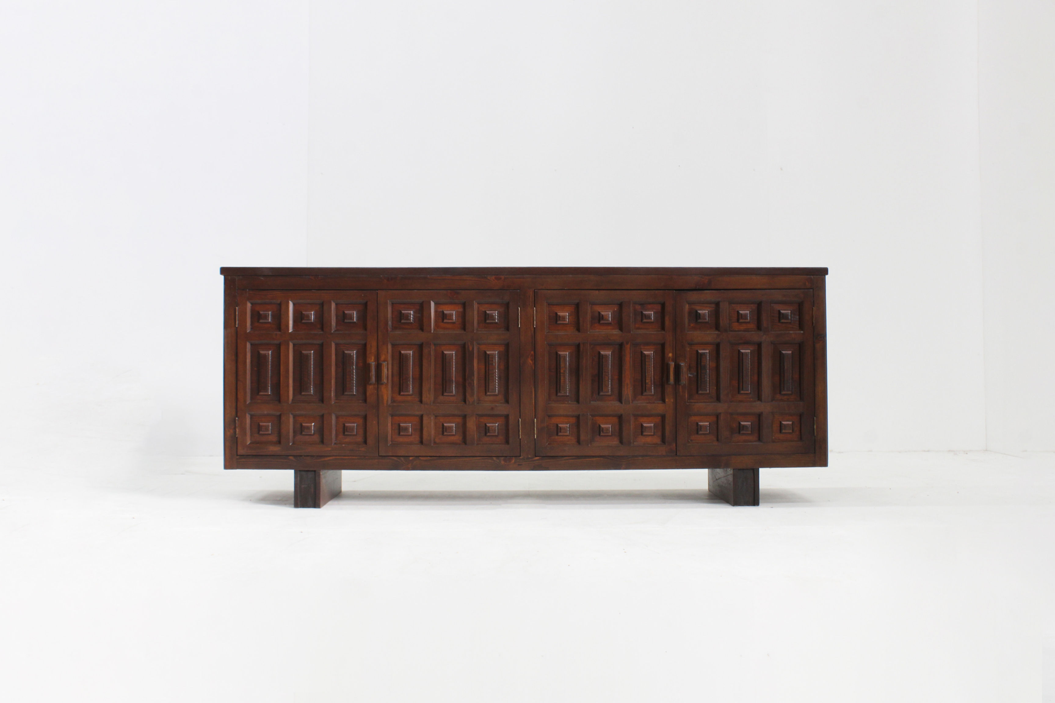 Vintage Spanish Brutalist Sideboard Credenza 1970s