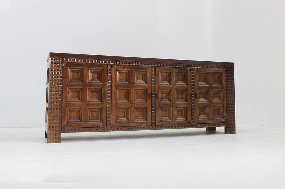 Thumbnail: Spanish Brutalist Sideboard  room divider solid walnut wood 1960s