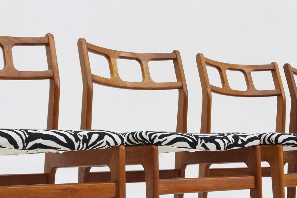 Thumbnail: Vintage mid Century dining room chairs teak 1960s , set of 5