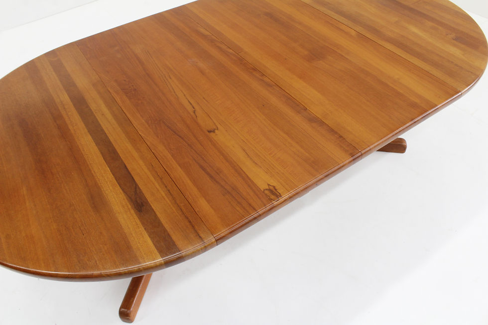 Thumbnail: Vintage Danish round extendable dining table solid teak 1960s