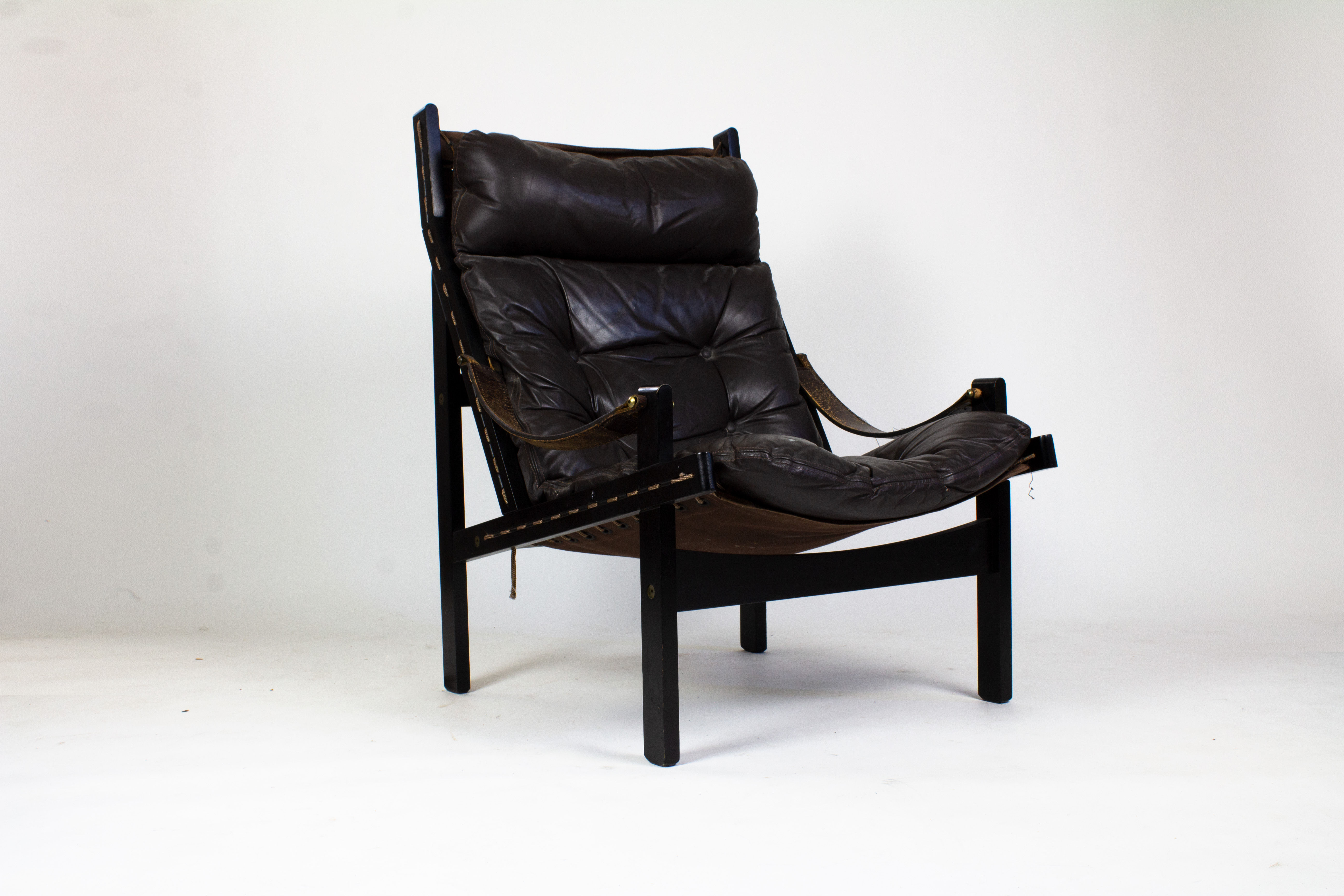 Vintage scandinavische fauteuil safari chair Bruksbo Torbjørn Afdal jaren 70