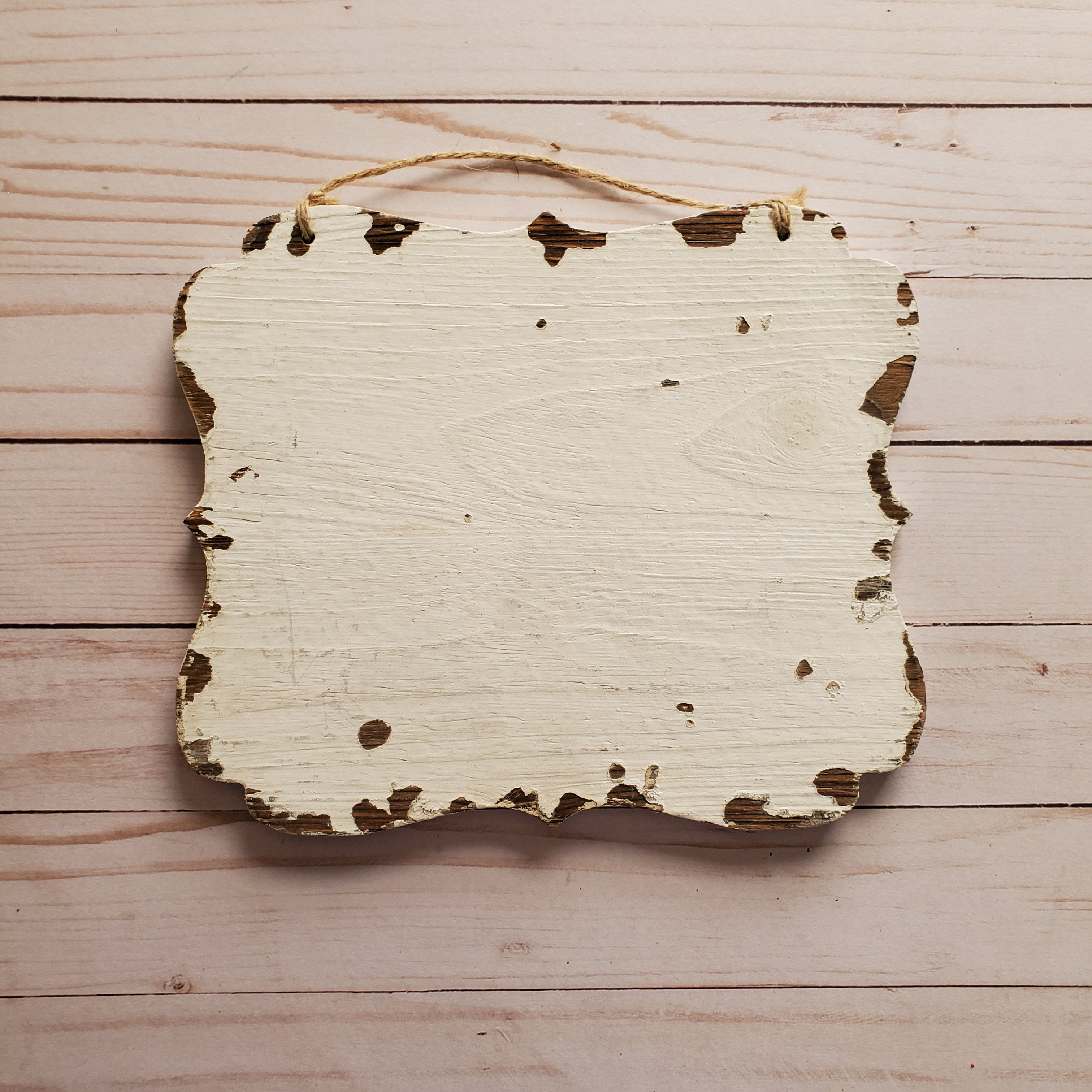 Weathered White Wood Sign