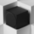 Black subwoofer on a geometric white grid background, featuring clean lines and a minimalist design.