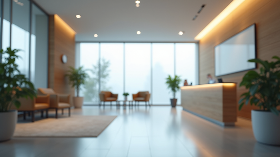 Eye-level view of a modern clinic reception area