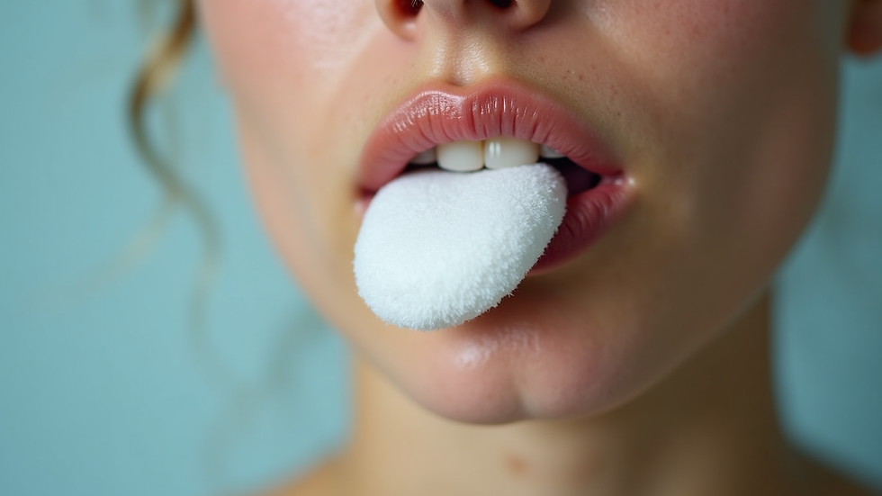 Close-up view of a cold compress on lips