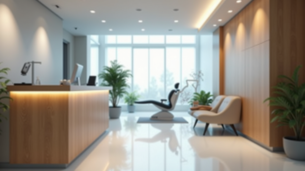 Eye-level view of a modern dental clinic reception area