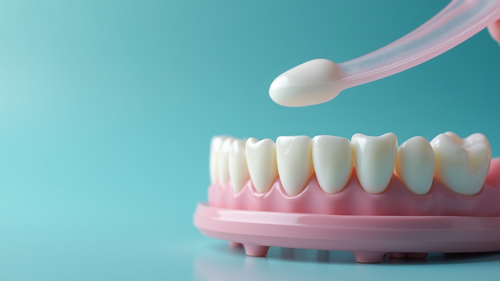 Close-up view of a dental tray with whitening gel