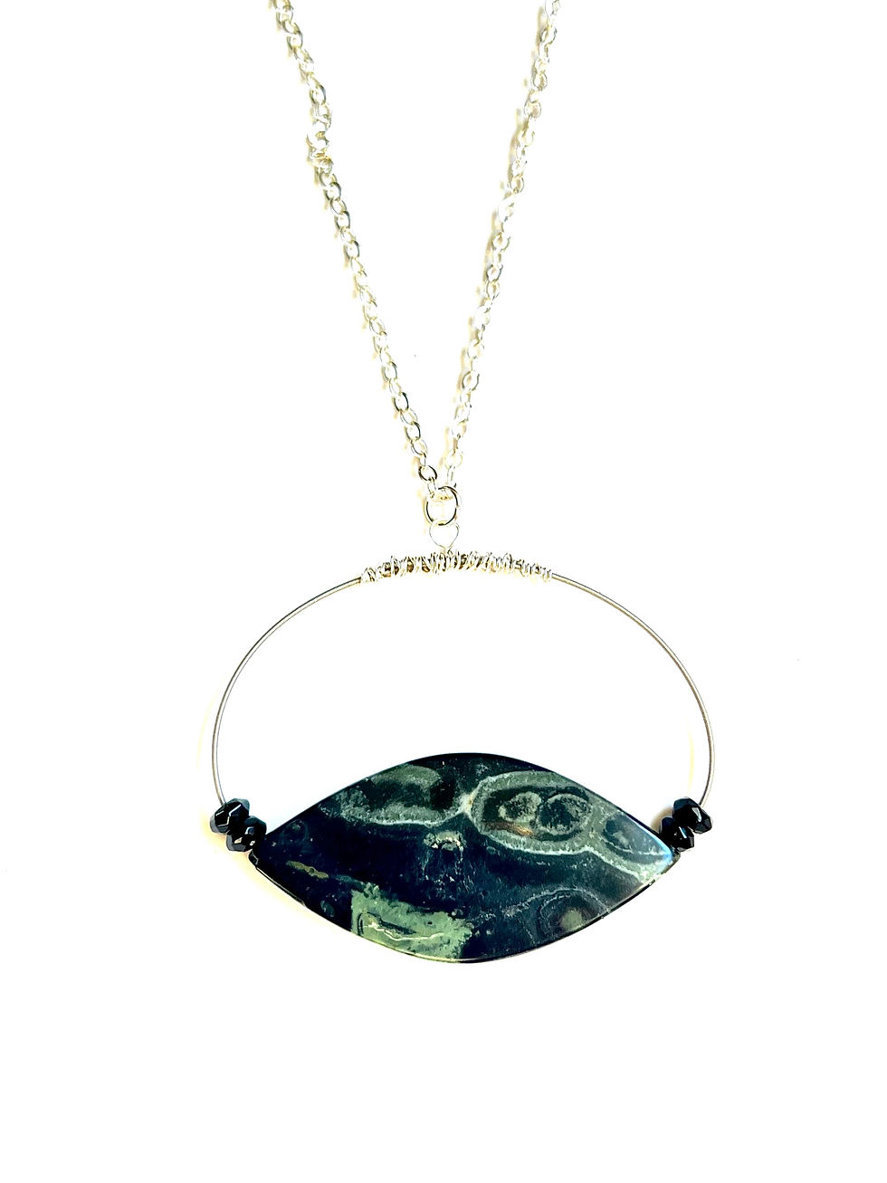 invincible. — electric string + kambaba jasper + black onyx necklace