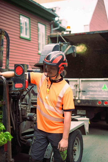 Professionnel d’Arbeau-Fleuri réalisant des services de coupe d’arbres en toute sécurité.