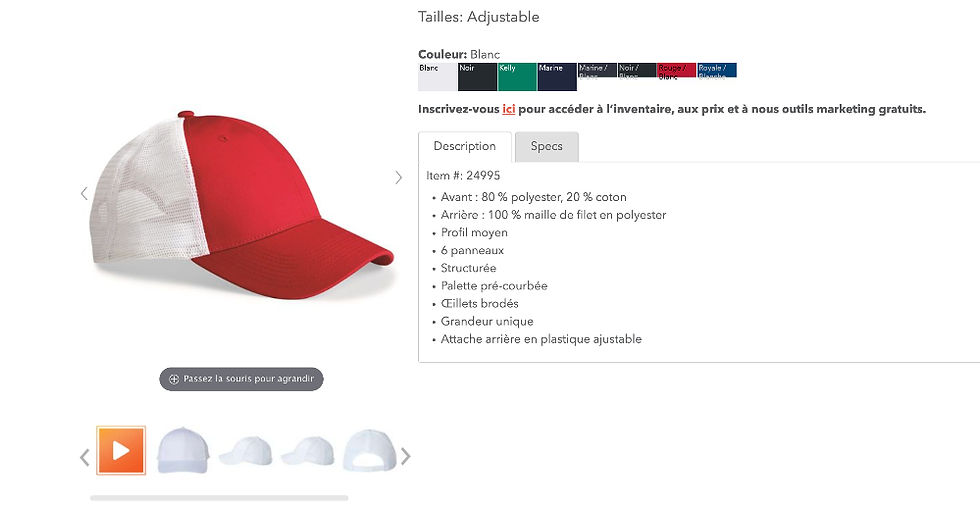 Miniature : Casquette avec Filet