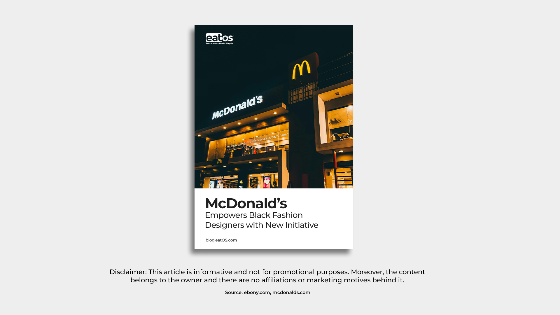McDonald’s Empowers Black Fashion Designers with New Initiative